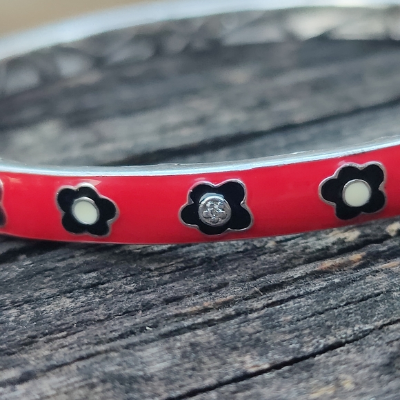 Sterling Bella Etoile Enameled Diamond Bangle Bracelet - Picture 4 of 10